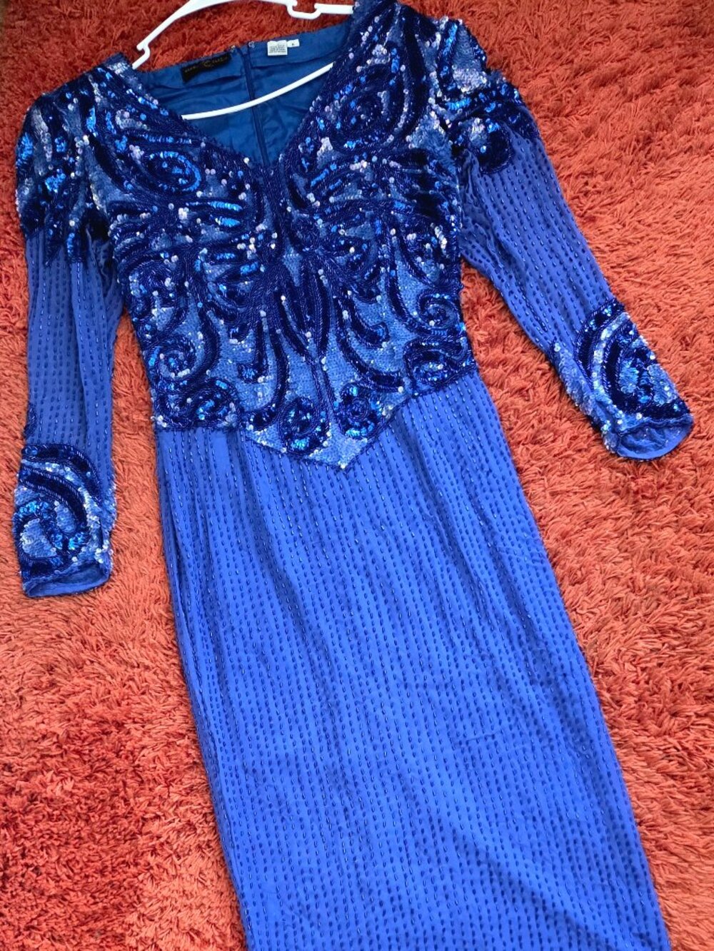 Vintage Jasmin Curtis Blue Silk Dress – Size 8 – 100% Silk – Made in China ✨💙👗